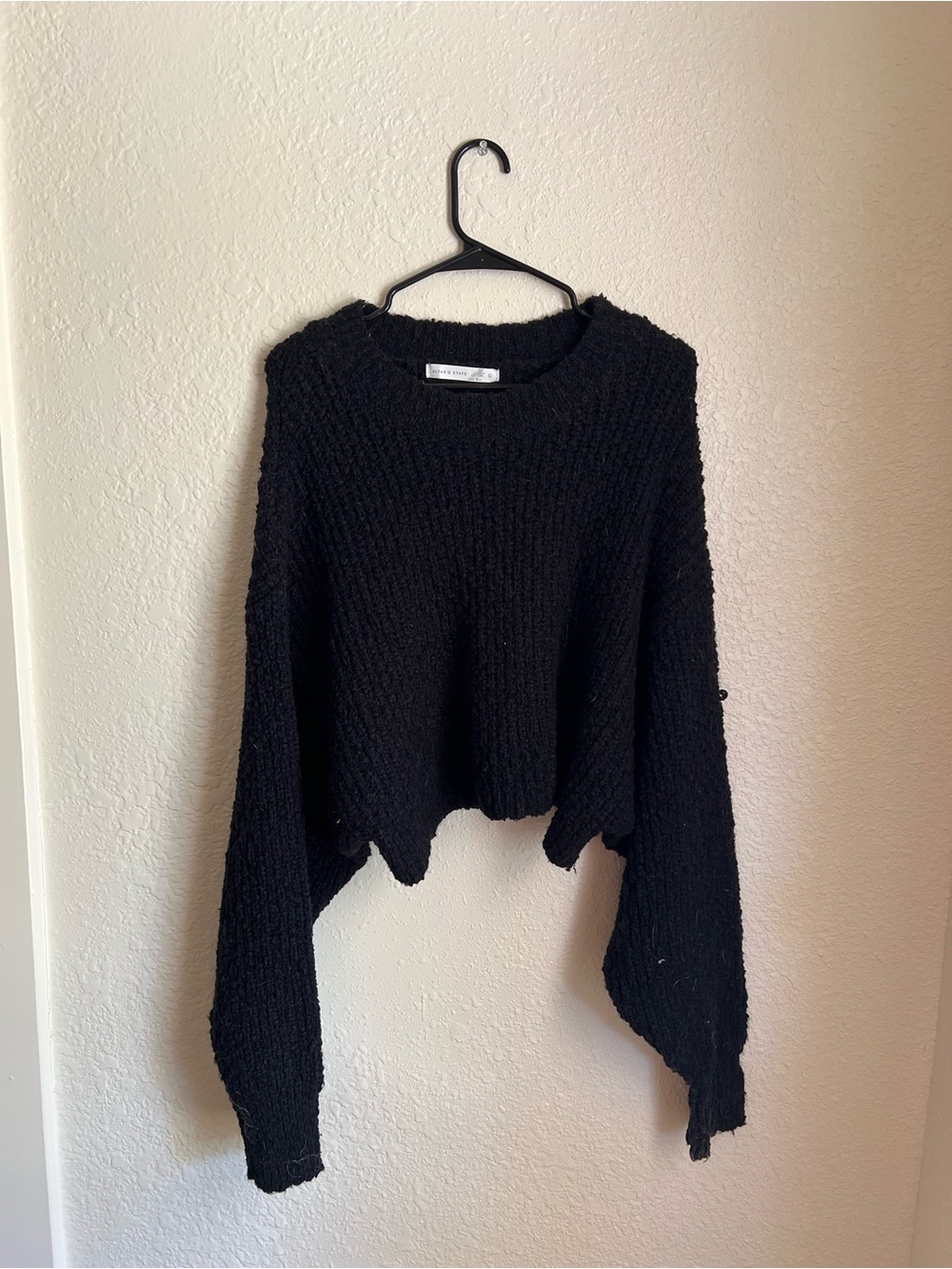 Altar'd State Black Cropped Crewneck Sweater
